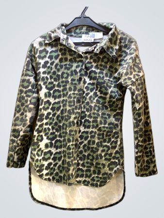 FaithVintage New York 53 Vintage Leopardenmuster Langarmhemd