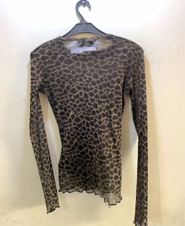 Moves Leopard Print Mesh Langarmtop