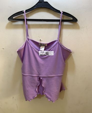 Seni Lila Cami Top mit Rüschen-Saum