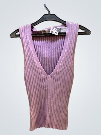 ZARA Geripptes V-Ausschnitt Tanktop