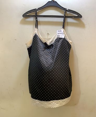 Treue Vintage Schwarze Polka-Dot-Cami mit Spitze