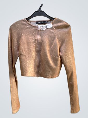 NAANAA Rose Gold Glitter Cropped Zip Up Jacket