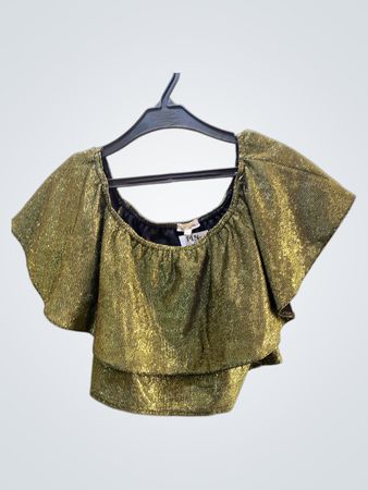 River Island Gold Metallic Off-the-Shoulder Top