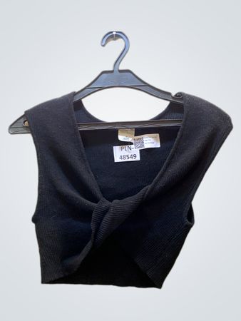 Schwarzes geripptes Twist-Crop-Top