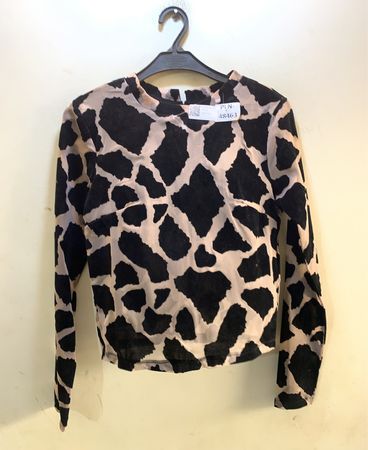 „TOPSHOP Giraffe Print Mesh Long Sleeve Top“