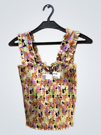 Pieces Smocked Floral Print Top mit Rüscheträgern