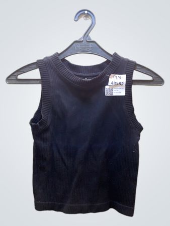FaithVintage Schwarzes geripptes ärmelloses Crop-Top