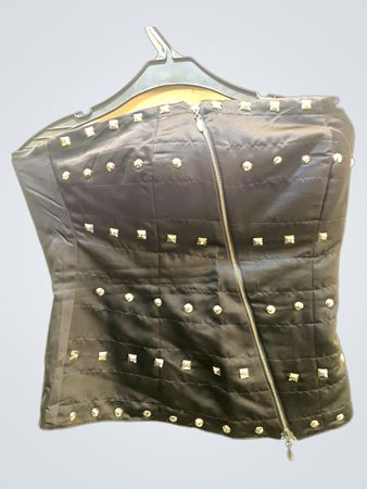 Schwarzes Nieten-Corsage-Top