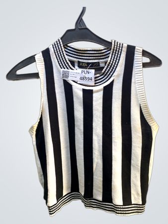 AYA Schwarz-weißer gestreifter ärmelloser Stricktop