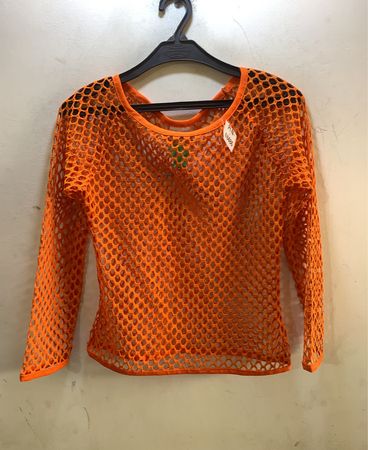 FaithVintage Orange Mesh Langarmoberteil