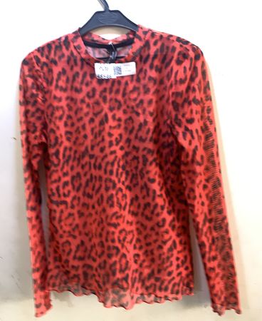VEROMODA Mesh Leopard Print Langarm-Oberteil