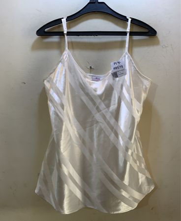 Lady Pirola weiße Satin-Camisole mit diagonalen Streifen