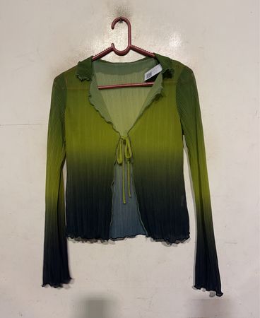 Ombre gefalteter Knoten-Front-Cardigan