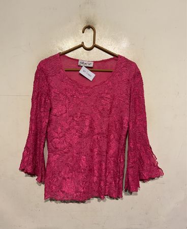 Carla Angelí Paris Pink Texturiertes Glockenärmel-Top