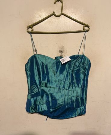 Teal Korsett-Top mit Schnürung hinten
