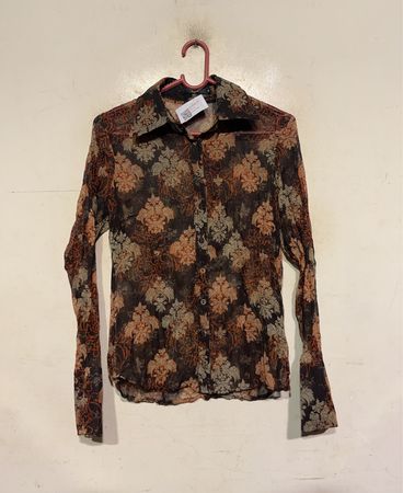 Zero Sheer Floral Print Button-Up Shirt