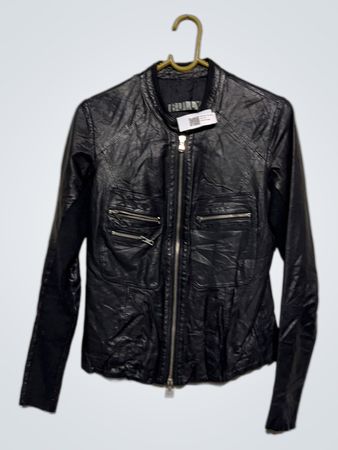 BULLY Schwarze Lederjacke mit NJ-7977 Tag
