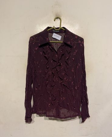 MAITE GUALLAR Knopf-up Rüschenshirt mit Blumenmuster