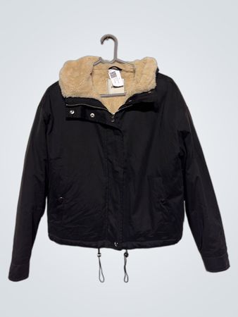 Pimkie Schwarze Kunstpelz gefütterte Kapuzenjacke