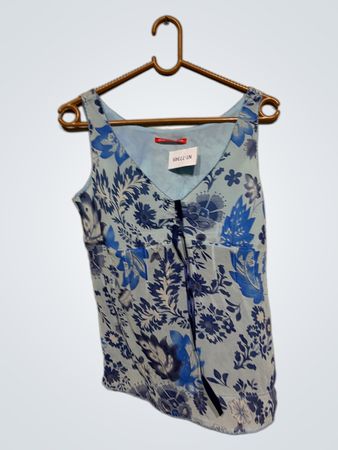 Alain Manoukian Blau Blumen Ärmelloses Top