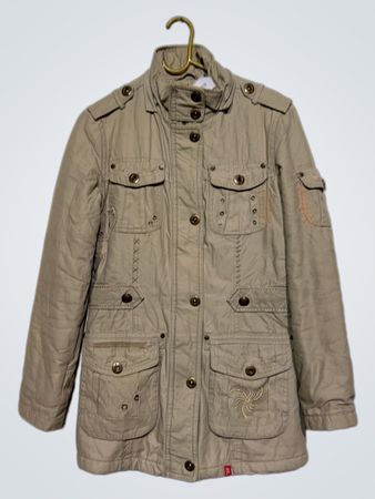 Khaki-Jacke mit Stickerei