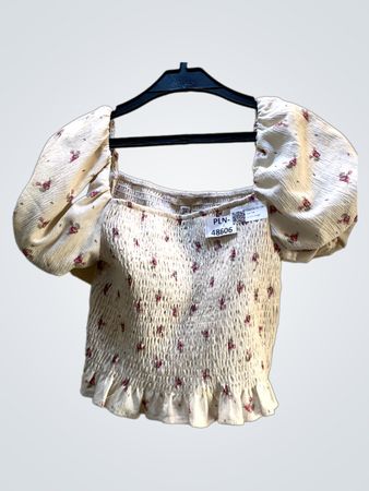 FaithVintage Floral Smocked Puff Sleeve Top