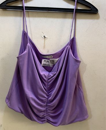 Lila gerafftes Spaghettiträger-Tanktop