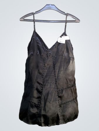 Schwarzes Spaghetti-Trägerkleid mit Nieten