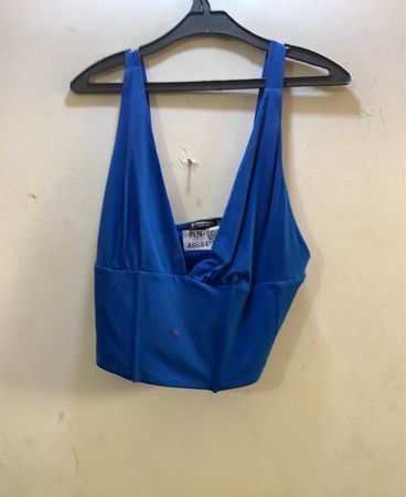 Stradivarius Blaues V-Ausschnitt Kurztop