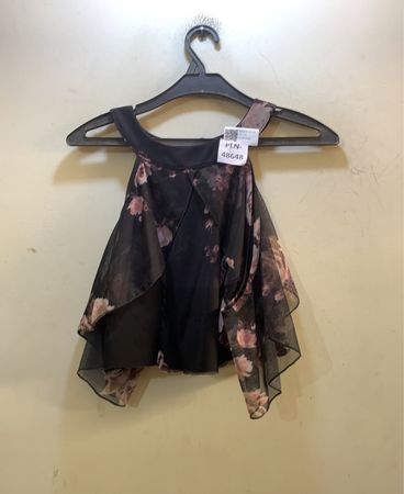 FaithVintage Schwarzes Florales Chiffon-Oberteil