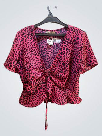 Rosa Leopardenmuster gerafftes Fronttop