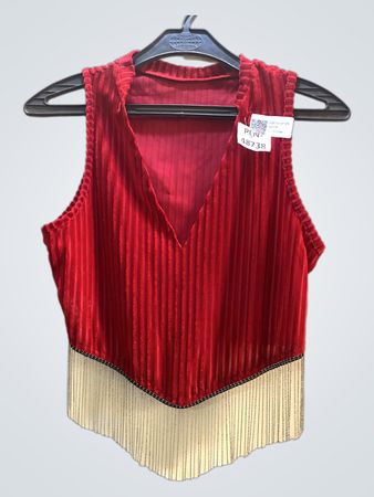 Rotes Samt-Fransen-Crop-Top