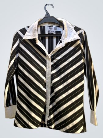 Valleygirl Schwarz und Weiß Gestreiftes Button-Up Hemd
