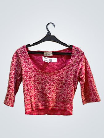 heute Damen Top mit pinkem Paisley-Muster und 3/4-Ärmeln