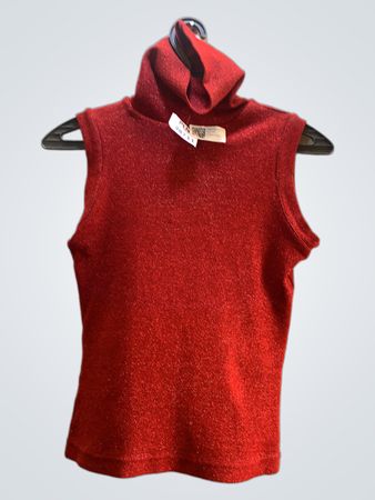 FaithVintage Rote Funkel Turtleneck Ärmelloses Top
