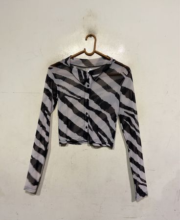 Durchsichtige Zebra-Muster Hemdbluse