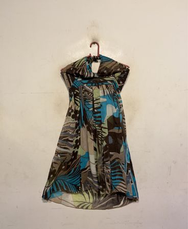 Halter Neck Tropical Print Dress