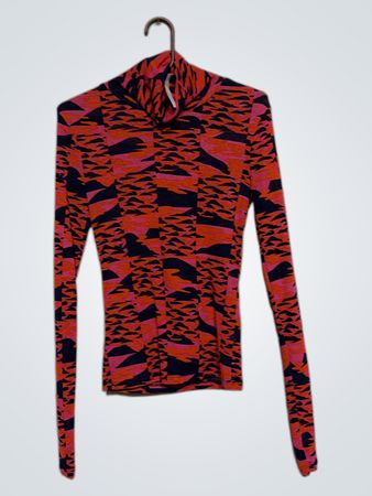 Turtleneck-Top mit abstraktem Muster