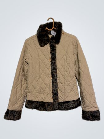 Steppjacke mit Kunstfellbesatz