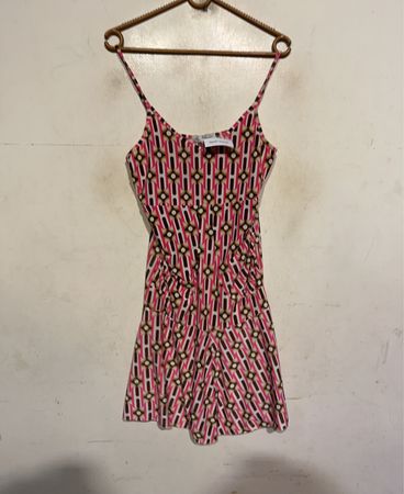 Nuopai Damen Geometrisches Druck Spaghetti-Träger Kleid
