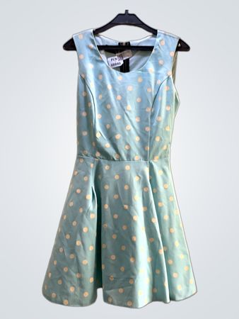 FaithVintage Hellblaues Polka Dot ärmelloses Kleid