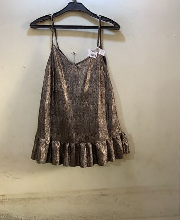 Faithvintage Metallisches Rüschenslipkleid
