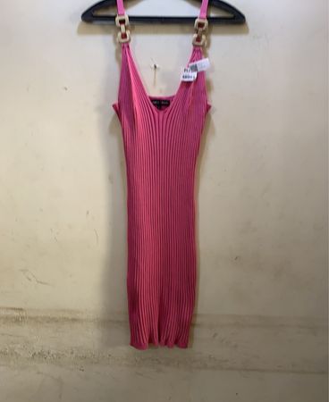 FaithVintage Pink Rippen Midi Kleid