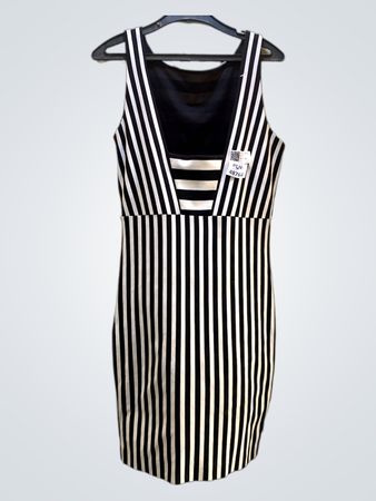 FaithVintage Schwarz-Weiße Gestreifte Kleid