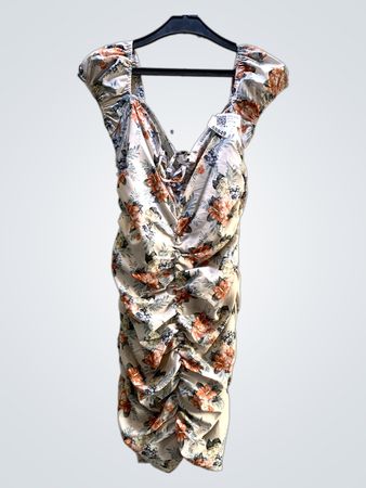 Raffung Blumenmuster Off-Shoulder Kleid