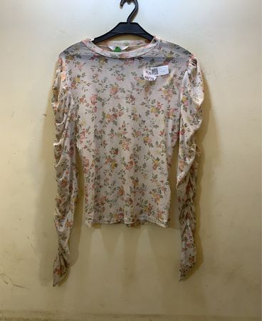 FaithVintage Floral Print Mesh Top