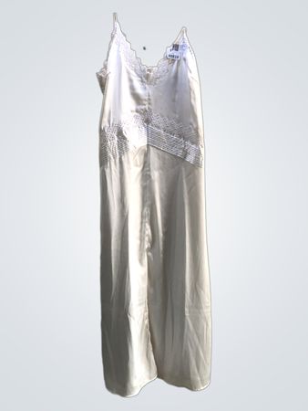 Elfenbeinfarbiges Slipkleid mit Spitzenrand