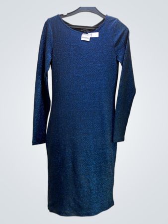 Cindy Kapp Blau Glitzerndes Langärmliges Kleid