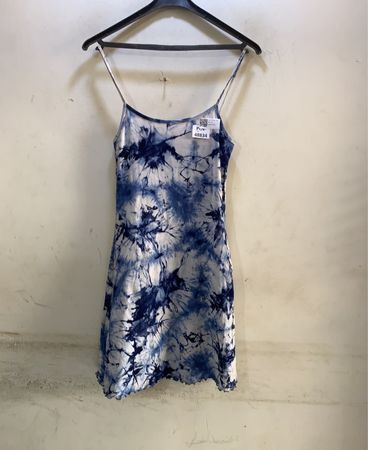 FaithVintage Blaue Batik-Slipkleid
