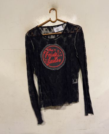 Das Frosted Ladies Black Lace Langarmshirt